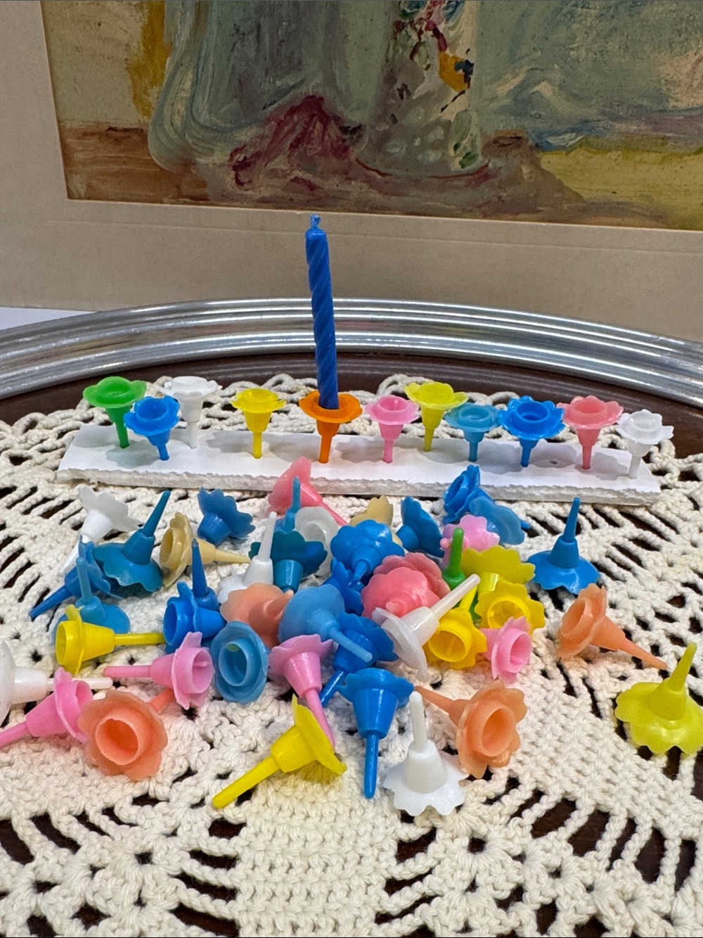 Vintage Plastic Birthday Candle Holders Lot of 50+ Unmarked Retro Flower holder